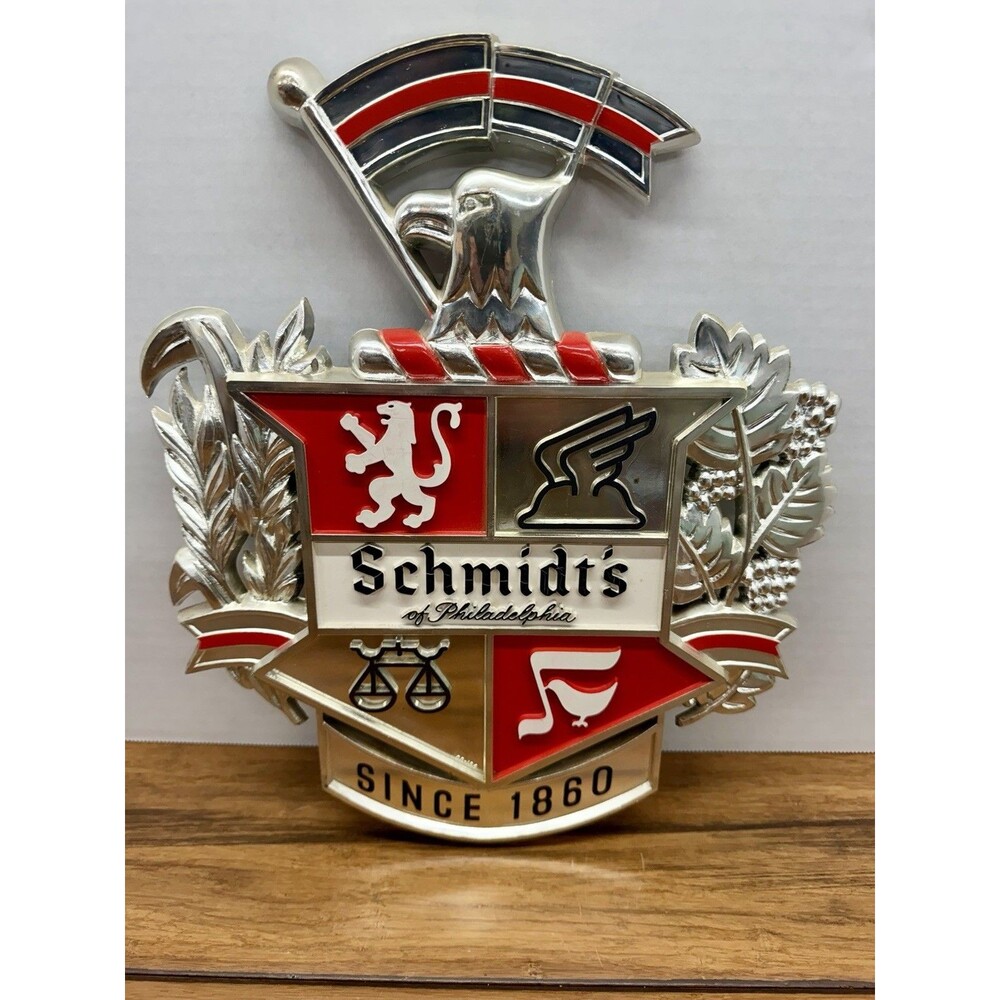 Vintage Schmidt's of Philadelphia "Since 1860" Silver Crest Plastic Wall Sign